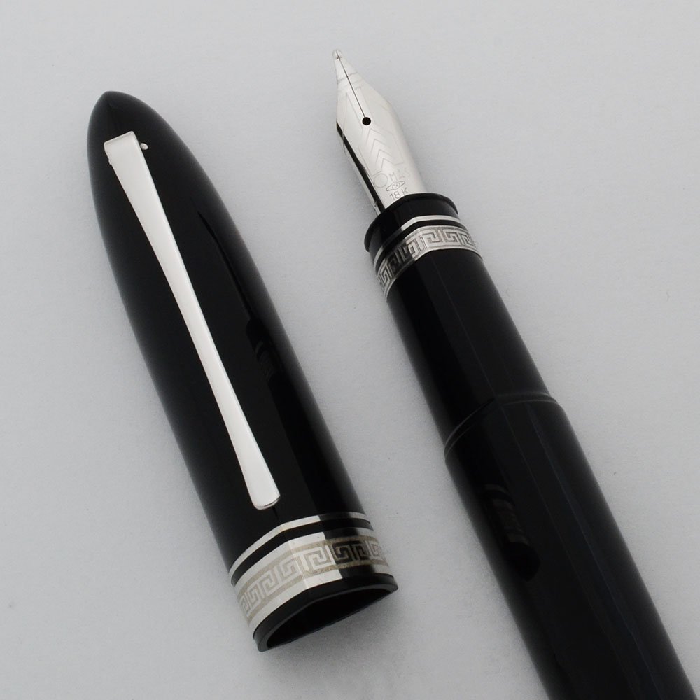 Omas 360 Fountain Pen - Dark Blue with Rhodium Trim, 18k Broad Nib
